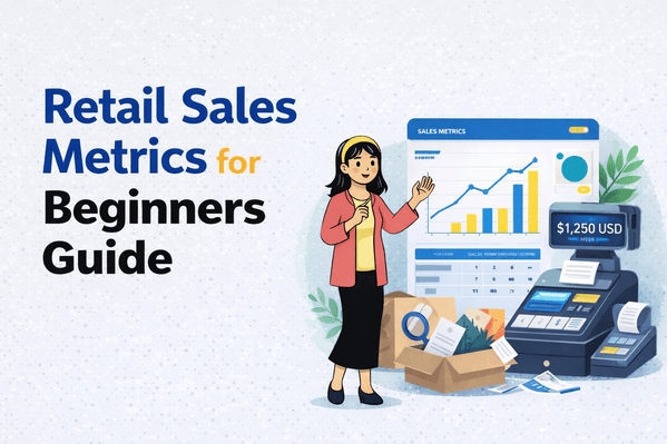 Dashboard showing retail sales metrics for beginners with key performance indicators