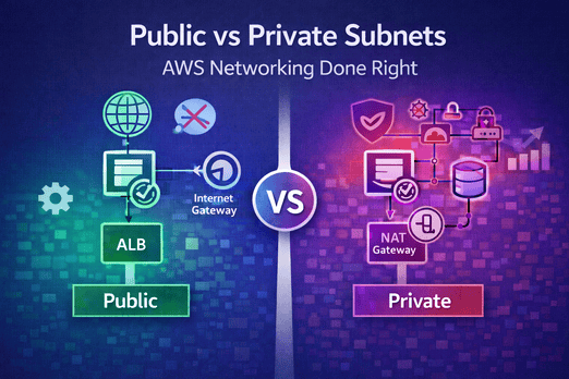 Diagram illustrating the difference between public vs private subnets in AWS