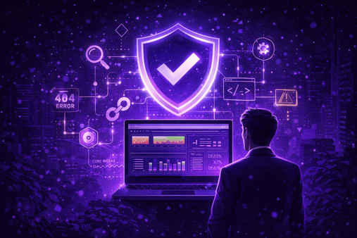 Code and gears representing the technical foundation of a website