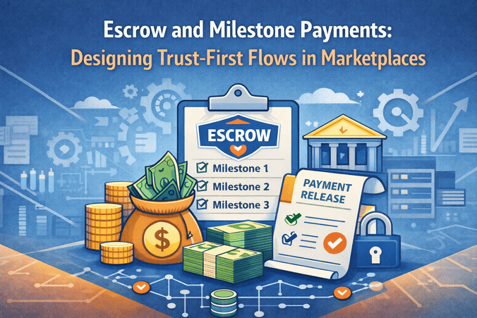 Detailed flow diagram of a milestone payment state machine from proposal to final release